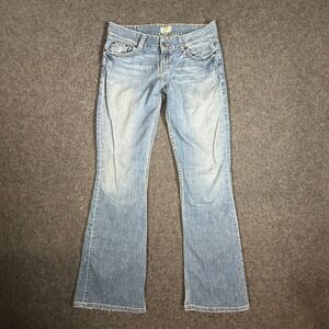 BKE Denim Bootcut Jeans Womens Y2K Light‎ Wash Embroidered Pockets Button Fly